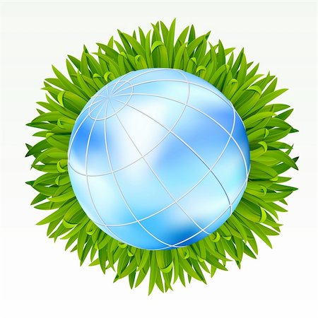 Earth with green grass on it on a white background. Mesh. Stock Photo - Budget Royalty-Free & Subscription, Code: 400-04339810