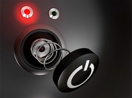 simsearch:400-05244427,k - broken power button and red led over a black background Stock Photo - Budget Royalty-Free & Subscription, Code: 400-04339853