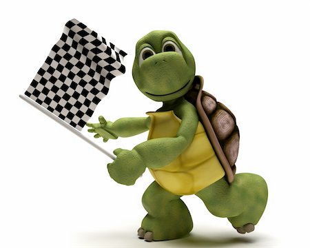 3D Render of a Tortoise with a chequered flag Stock Photo - Budget Royalty-Free & Subscription, Code: 400-04339986