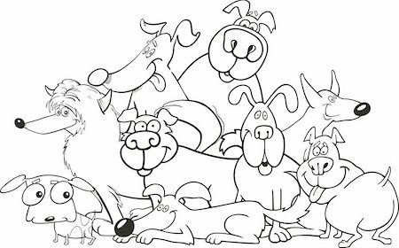 sitting colouring cartoon - illustration of cartoon dogs group for coloring book Foto de stock - Super Valor sin royalties y Suscripción, Código: 400-04330222