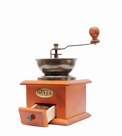 simsearch:400-07981187,k - old wooden worm eaten coffee mill on white Foto de stock - Royalty-Free Super Valor e Assinatura, Número: 400-04330223