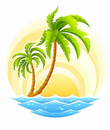 simsearch:400-04445249,k - tropical palm with sea wave on sunny background vector illustration isolated white Stock Photo - Budget Royalty-Free & Subscription, Code: 400-04330230