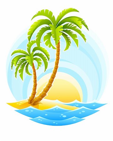 simsearch:400-04445249,k - tropical palm with sea wave on sunny background vector illustration isolated white Stock Photo - Budget Royalty-Free & Subscription, Code: 400-04330231