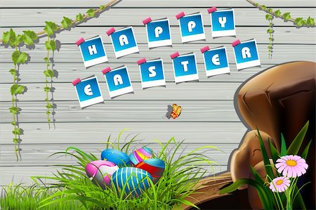 painted happy flowers - illustration of colorful decorated easter eggs with happy easter poster Stock Photo - Budget Royalty-Free & Subscription, Code: 400-04330292