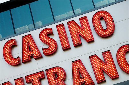 Casino entrance with big neon red letters Stock Photo - Budget Royalty-Free & Subscription, Code: 400-04330374