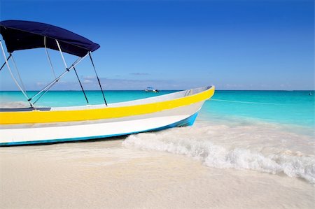 simsearch:400-04330470,k - boat tropical beach Caribbean turquoise sea water Stock Photo - Budget Royalty-Free & Subscription, Code: 400-04330464