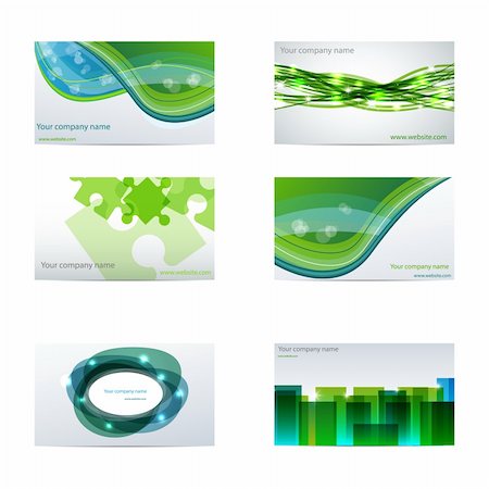 Vector set with different green business cards Stock Photo - Budget Royalty-Free & Subscription, Code: 400-04330525