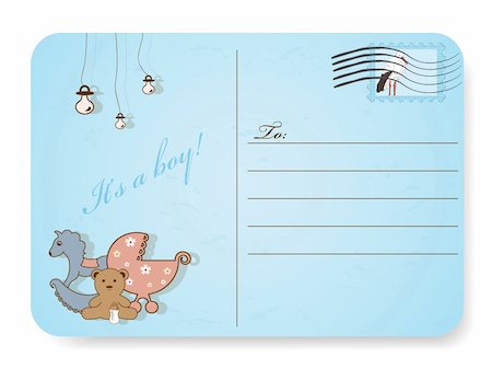 Vector postcard for baby boy shower Stock Photo - Budget Royalty-Free & Subscription, Code: 400-04330529