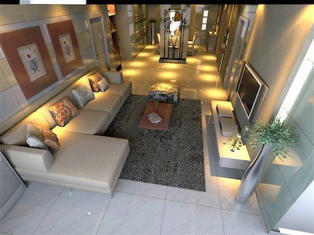 simsearch:400-08575434,k - living room with modern style.3d render Foto de stock - Royalty-Free Super Valor e Assinatura, Número: 400-04330564