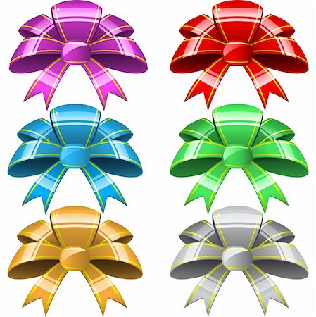 simsearch:400-03975392,k - Set of a six bow different colors Foto de stock - Royalty-Free Super Valor e Assinatura, Número: 400-04330805