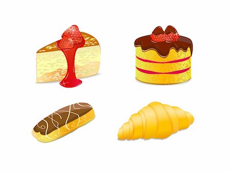 peach slice - variety of cake illustration. icon set, eclair, slice,croissant isolated on white background Stock Photo - Budget Royalty-Free & Subscription, Code: 400-04330892