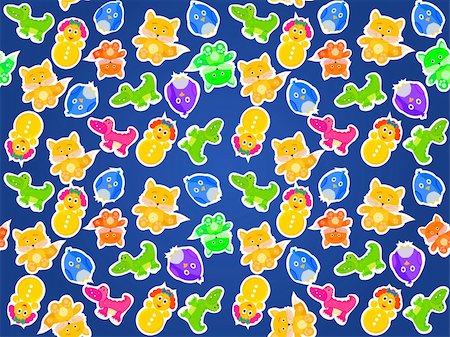 simsearch:400-09121573,k - Toy animal seamless pattern on dark blue background. Vector illustration. Photographie de stock - Aubaine LD & Abonnement, Code: 400-04331027