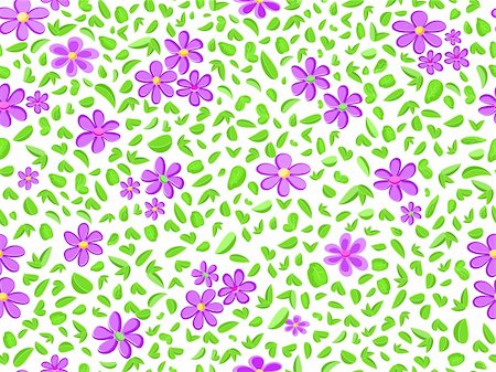 simsearch:400-04350548,k - violet flower and green leaf at seamless pattern background on white backdrop Stockbilder - Microstock & Abonnement, Bildnummer: 400-04331020