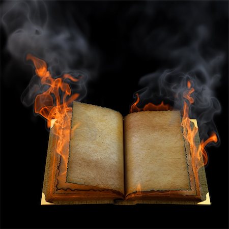 old empty open book in the flame. isolated on black. Stock Photo - Budget Royalty-Free & Subscription, Code: 400-04331043