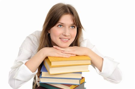 simsearch:400-04941919,k - student girl with books on white background Photographie de stock - Aubaine LD & Abonnement, Code: 400-04331099