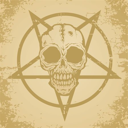 skeleton head as devil - Skull and pictograph painted on old paper Stock Photo - Budget Royalty-Free & Subscription, Code: 400-04331128