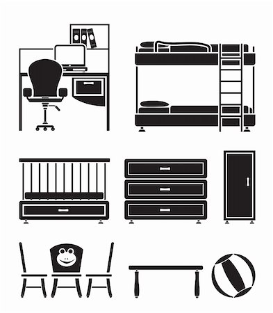 nursery and children room objects, furniture and equipment - vector illustration Stock Photo - Budget Royalty-Free & Subscription, Code: 400-04331249