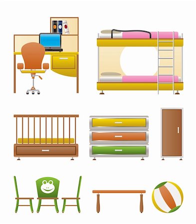 dressers table - nursery and children room objects, furniture and equipment - vector illustration Stock Photo - Budget Royalty-Free & Subscription, Code: 400-04331243
