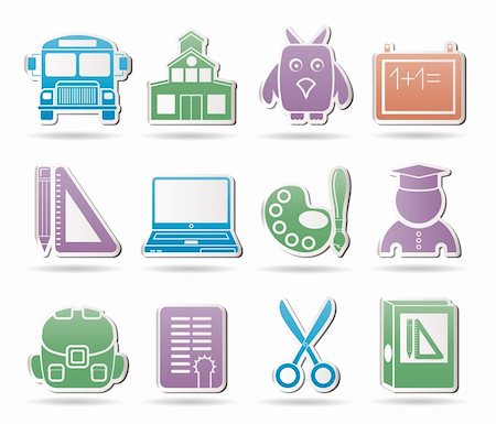 School and education objects - vector illustration Stock Photo - Budget Royalty-Free & Subscription, Code: 400-04331260