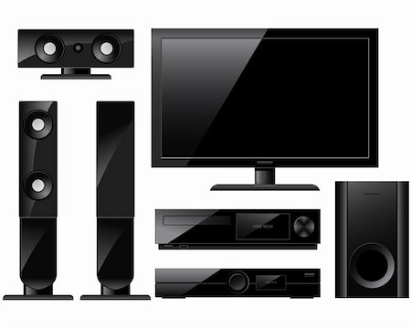 dvd - Home theater system with TV and loudspeakers Stock Photo - Budget Royalty-Free & Subscription, Code: 400-04331289