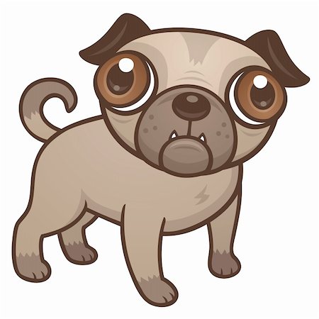 pug, not people - Vector cartoon illustration of a cute Pug puppy dog with really big brown eyes. Stock Photo - Budget Royalty-Free & Subscription, Code: 400-04331368