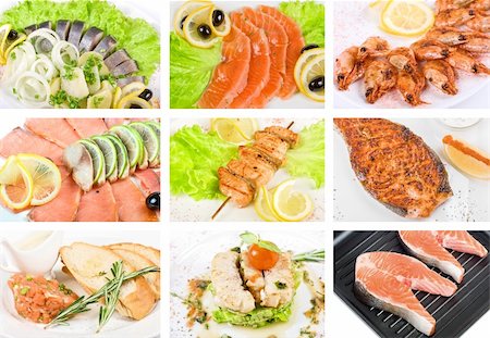 Set of different tasty fish dish Stock Photo - Budget Royalty-Free & Subscription, Code: 400-04331415