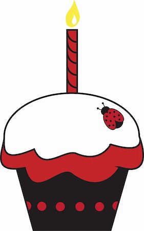 Cute ladybug cupcake with candle Stock Photo - Budget Royalty-Free & Subscription, Code: 400-04331444