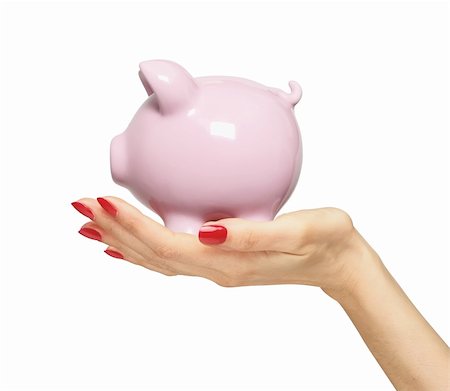 simsearch:400-04995456,k - piggy bank on woman hand isolated on white background Stockbilder - Microstock & Abonnement, Bildnummer: 400-04331509