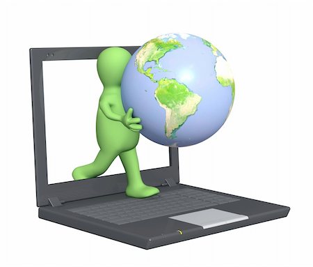 simsearch:400-04367503,k - 3d puppet with Earth in hand. Isolated over white Stock Photo - Budget Royalty-Free & Subscription, Code: 400-04332078