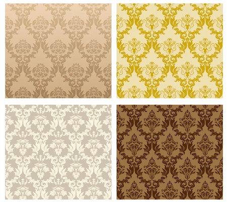 simsearch:400-08022503,k - Damask seamless vector pattern set.  For easy making seamless pattern just drag all group into swatches bar, and use it for filling any contours. Stock Photo - Budget Royalty-Free & Subscription, Code: 400-04332212