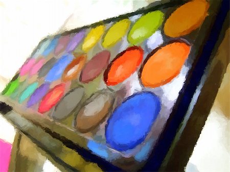 paint tray not person - Painting of a watercolor tray. Stock Photo - Budget Royalty-Free & Subscription, Code: 400-04332312