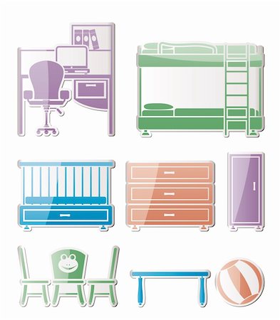 dressers table - nursery and children room objects, furniture and equipment - vector illustration Stock Photo - Budget Royalty-Free & Subscription, Code: 400-04332476