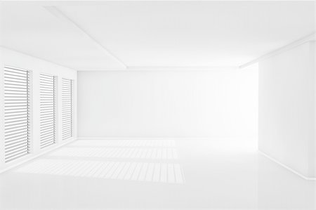 empty room illustration - Three dimensional rendering white room with big light Stock Photo - Budget Royalty-Free & Subscription, Code: 400-04332619
