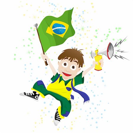 simsearch:400-04360724,k - Vector - Brazil Sport Fan with Flag and Horn Foto de stock - Royalty-Free Super Valor e Assinatura, Número: 400-04332685