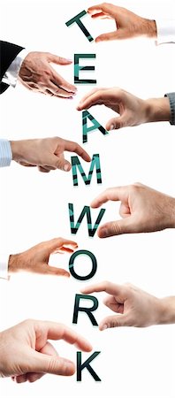 Teamwork word made by many business people hands Stock Photo - Budget Royalty-Free & Subscription, Code: 400-04332709