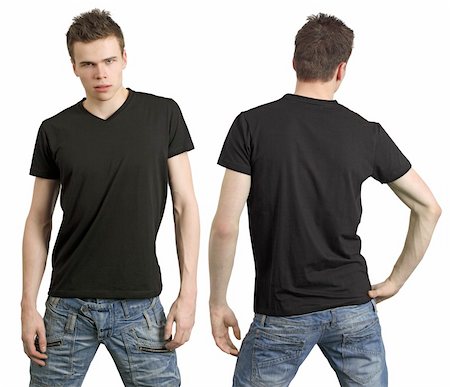 simsearch:400-07748288,k - Young male with blank black shirt, front and back. Ready for your design or logo. Stock Photo - Budget Royalty-Free & Subscription, Code: 400-04332713