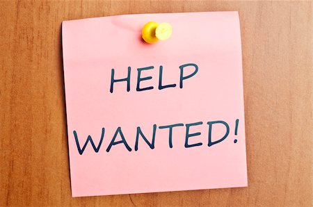simsearch:400-04332823,k - Help wanted word  post it on wooden wall Foto de stock - Royalty-Free Super Valor e Assinatura, Número: 400-04332842