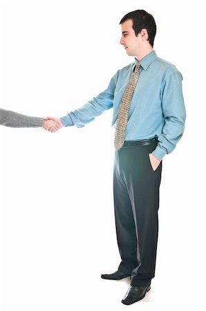 simsearch:400-07301842,k - Isolated handshake with full body of business man Fotografie stock - Microstock e Abbonamento, Codice: 400-04332883