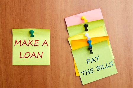 simsearch:400-04835143,k - Make a loan post it on wooden wall Stock Photo - Budget Royalty-Free & Subscription, Code: 400-04332898