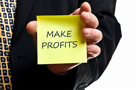 simsearch:400-04835143,k - Make profits post it in business man hand Stock Photo - Budget Royalty-Free & Subscription, Code: 400-04332907