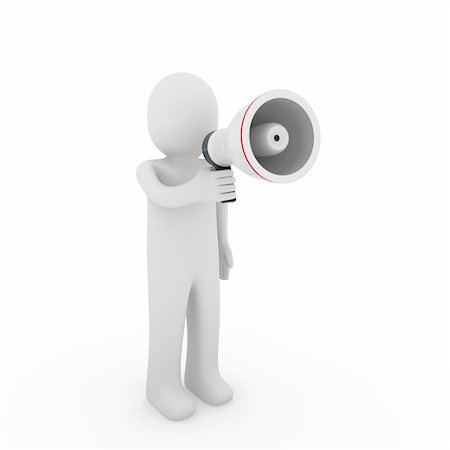 simsearch:400-04126489,k - 3d human megaphone white red loud voice talk Stock Photo - Budget Royalty-Free & Subscription, Code: 400-04332966