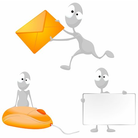 regisser_com (artist) - Illustration of three different grey aliens: with blank board that you can insert your text message; delivering a letter; sitting on a computer mouse. Photographie de stock - Aubaine LD & Abonnement, Code: 400-04333060