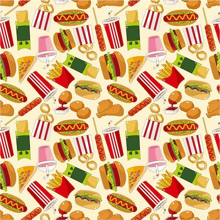 simsearch:400-04914136,k - seamless fast food pattern Photographie de stock - Aubaine LD & Abonnement, Code: 400-04333135