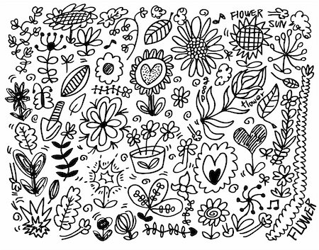 sketchy - hand draw flower element Stock Photo - Budget Royalty-Free & Subscription, Code: 400-04333144