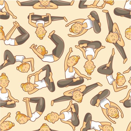 seamless yoga girl pattern Stock Photo - Budget Royalty-Free & Subscription, Code: 400-04333142