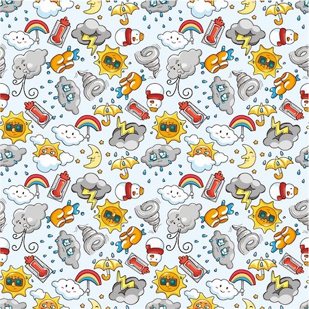 rainy weather coloring - seamless weather pattern Stock Photo - Budget Royalty-Free & Subscription, Code: 400-04333197