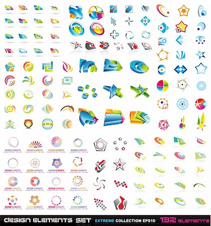 emblem shapes - Abstract Design Elements 2D and 3D Extreme Collection with 132 colorful pieces Stock Photo - Budget Royalty-Free & Subscription, Code: 400-04333434