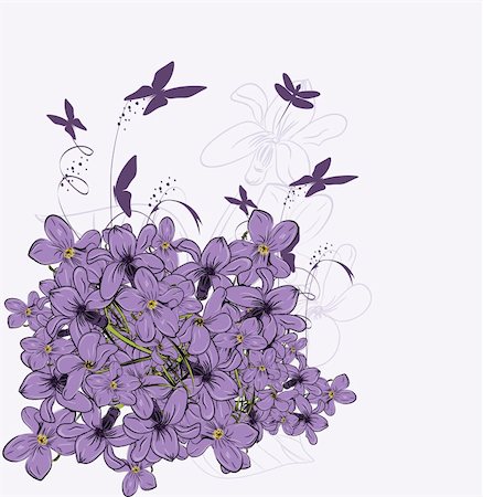 simsearch:400-08022685,k - Violet greeting card. Vector Stock Photo - Budget Royalty-Free & Subscription, Code: 400-04333546