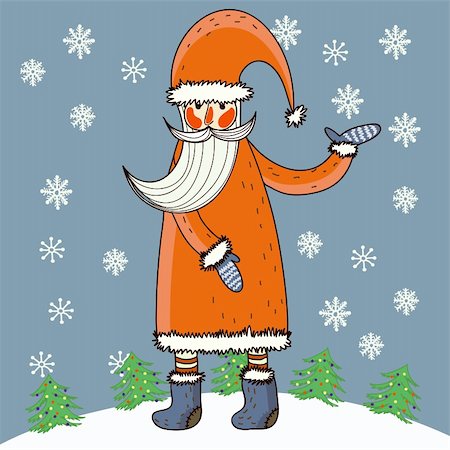 simsearch:400-04959550,k - Cartoon Santa in funny style Foto de stock - Royalty-Free Super Valor e Assinatura, Número: 400-04333972