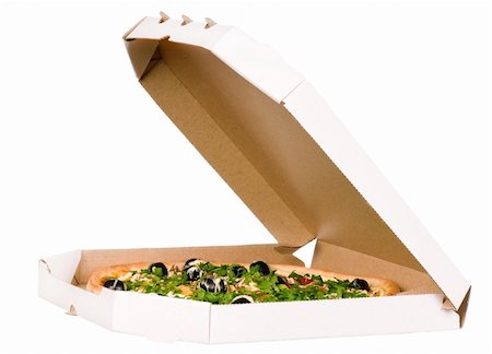simsearch:400-04302812,k - Pizza in carton box. Isolated on white background Fotografie stock - Microstock e Abbonamento, Codice: 400-04333996